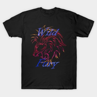 Lion Wild Fury contours red blue T-Shirt